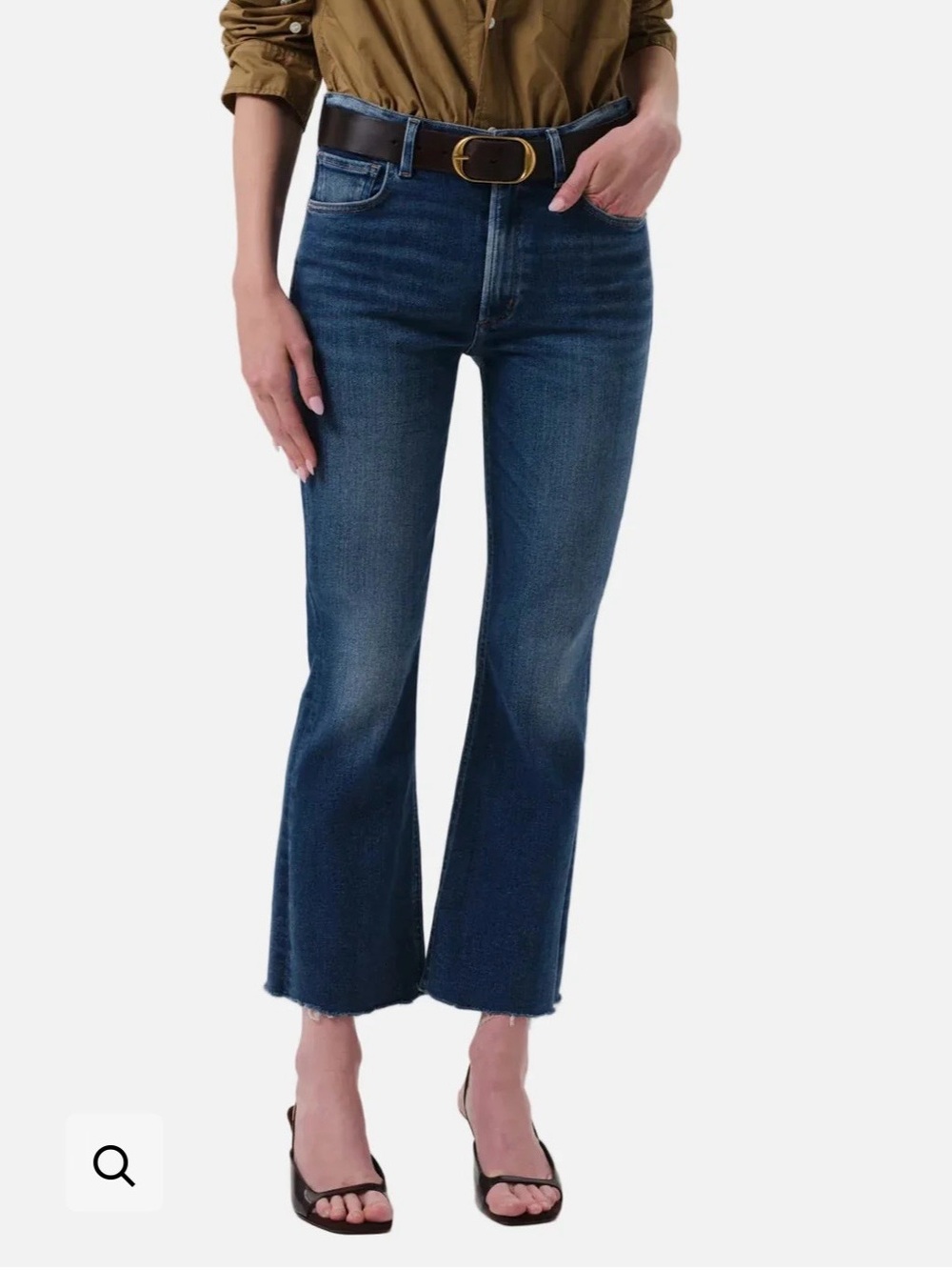 Citizens Of Humanity Isola Midrise Cropped BDark Blue Bootcut Jeans with Raw hem